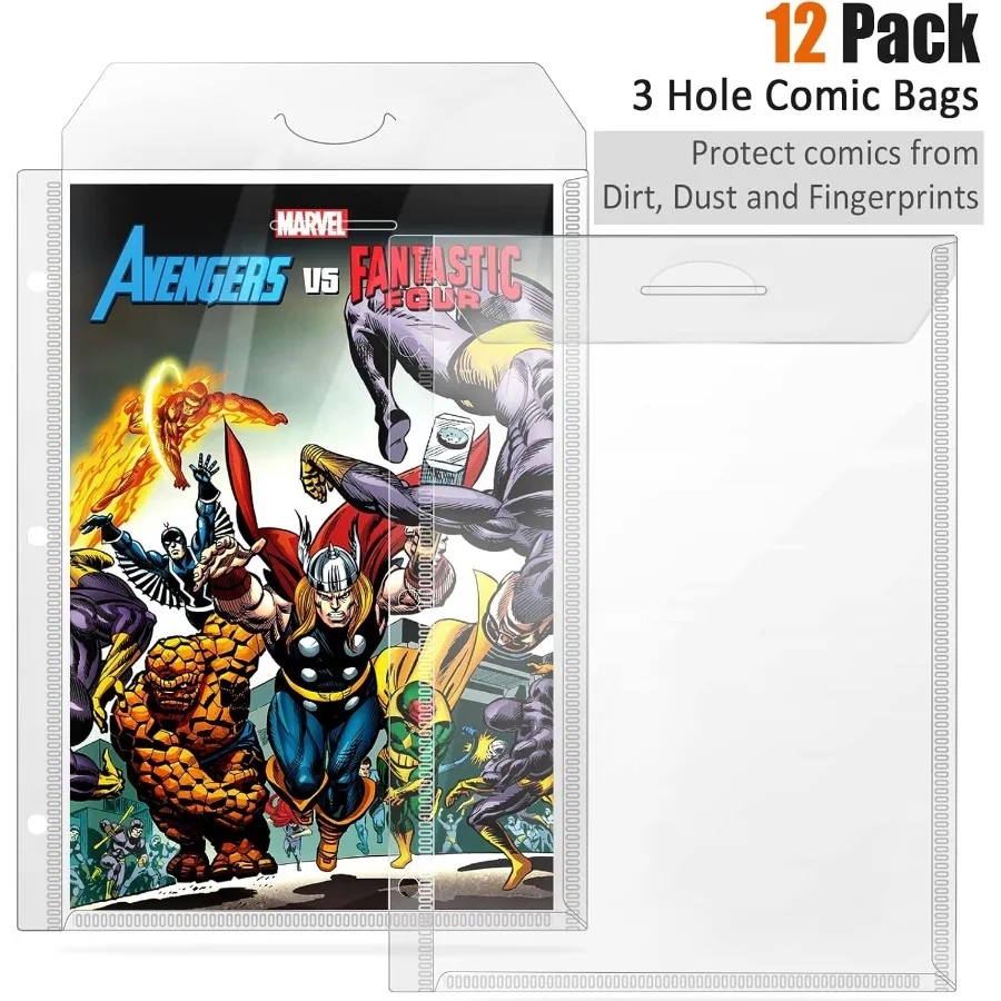Comic Book Bags Binder Sleeves for Comic Books 12 Pack Comics Protector Bags