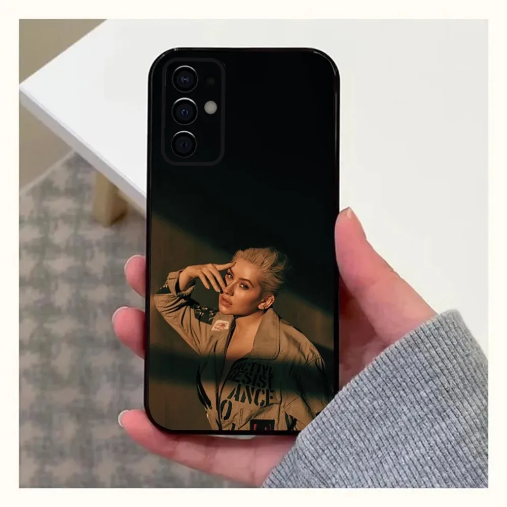 Capa de telefone Singer C-Christina-Aguilera para Samsung S24, S21, S22, S23, S30, Ultra, S20, Plus, Fe, Lite, Note, 10,9,5G Capa macia preta