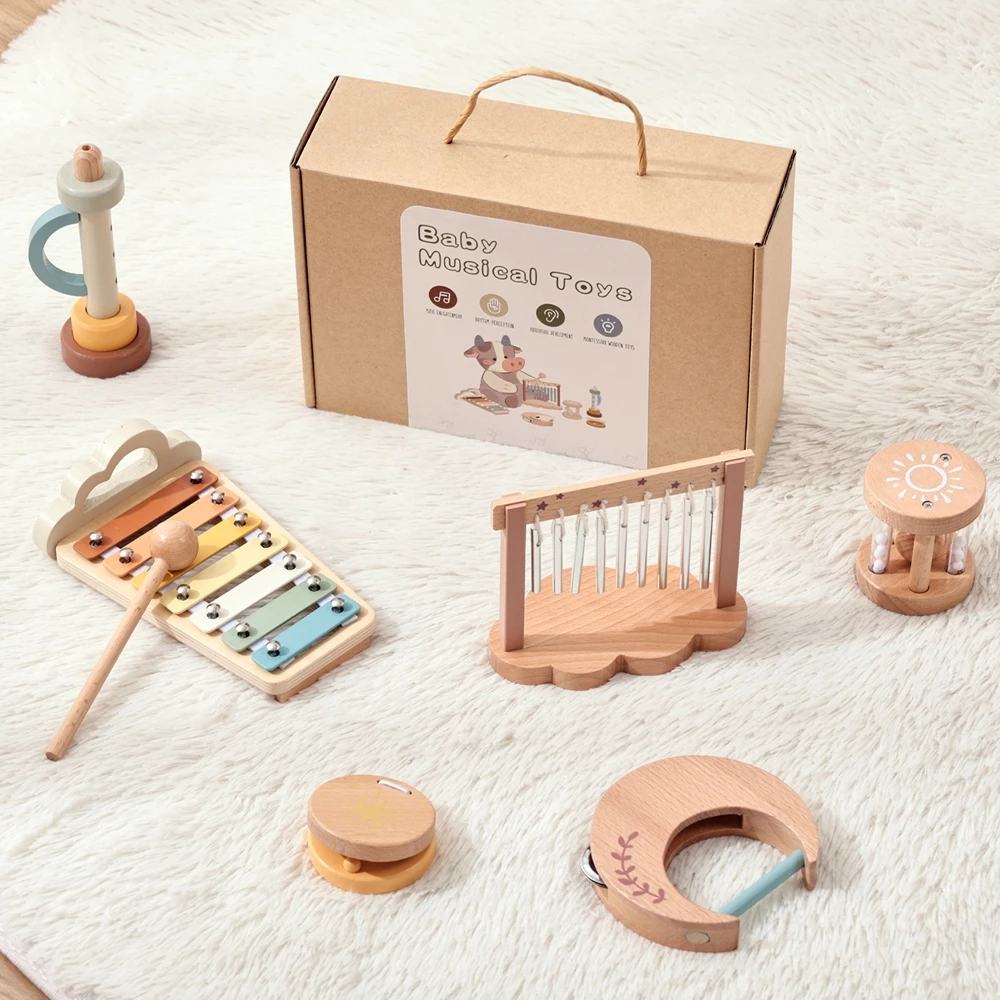 7pc Sets Musik Spielzeug für Kinder Musik Instrumente Mädchen Spielzeug Holz Cartoon Pädagogische Instrumente kinder Spielzeug Instrumente – Detail 2