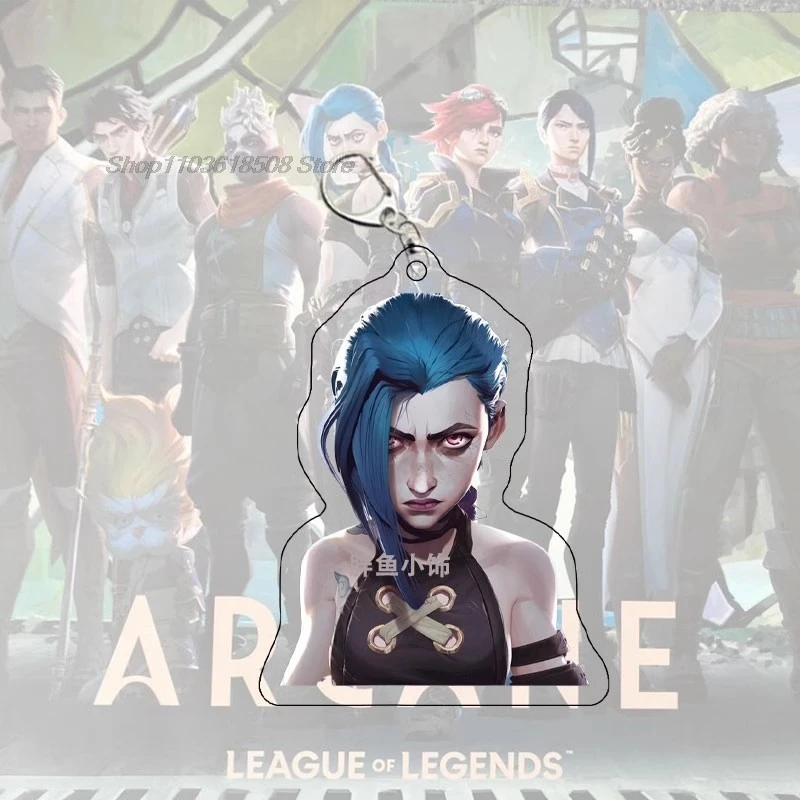 Acrylic Arcane Jinx Vi Caitlyn Ekko Viktor Keychain  Arcane FigurePendant Keyring Key chainKeyRing for Accessories Bag Fans Gift