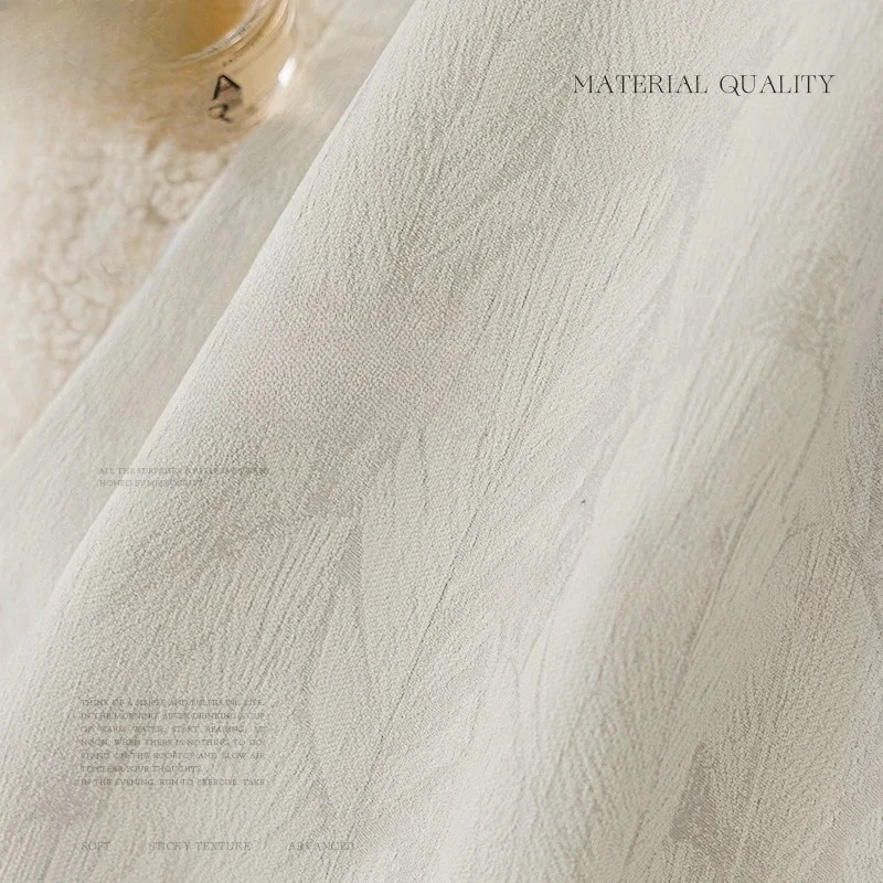 

Custom Size Modern Chenille Curtains for Living Rooms Bedroom Creamy Simple Light Luxury Blackout Curtain White Tulle Decor