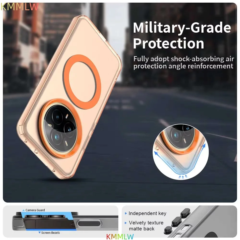 Magnetic Wireless Charging Case For Realme 14 13 Pro + 14T 14X Realme 13 14 Pro Cover Candy Colors Transparent Back Shell Coque