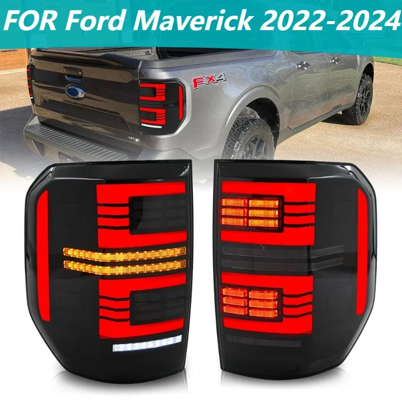 

Пара светодиодных задних фонарей для Ford Maverick 2022-2024, последовательные задние фонари в сборе