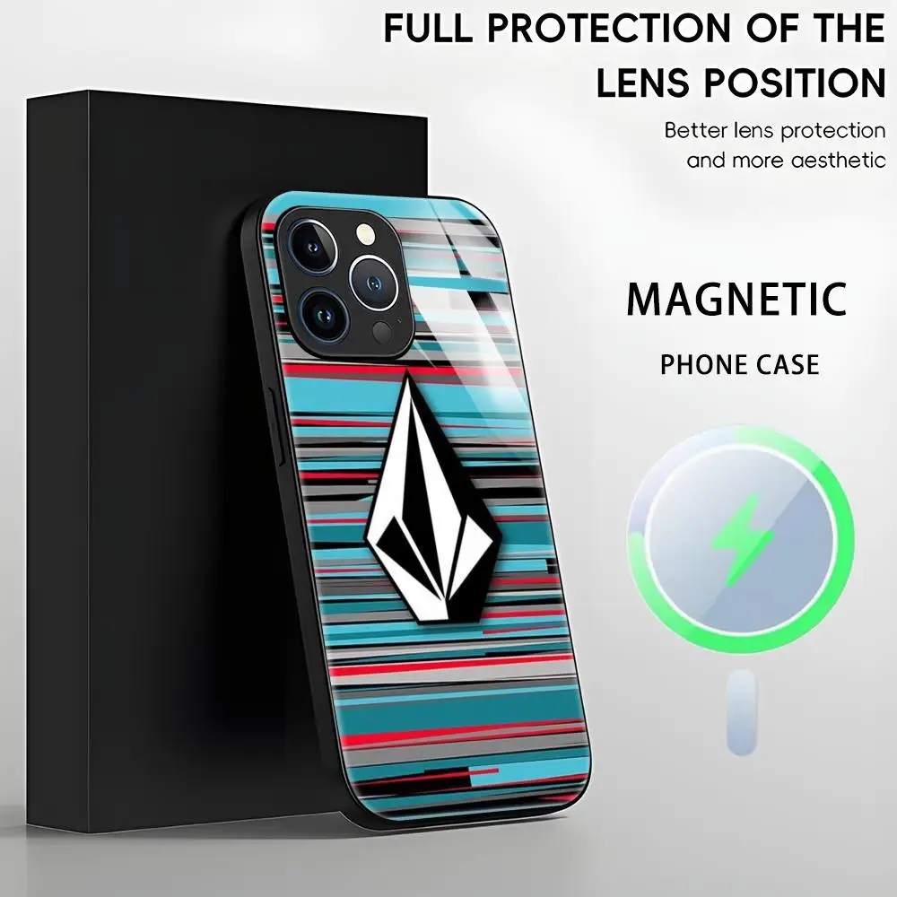 Чехол для телефона «Культурная молодежь» V-volcom для iPhone 16, 15, 14, 13, 12, 11 X XR XS 8 Plus Mini Pro Max, стеклянный магнитный чехол