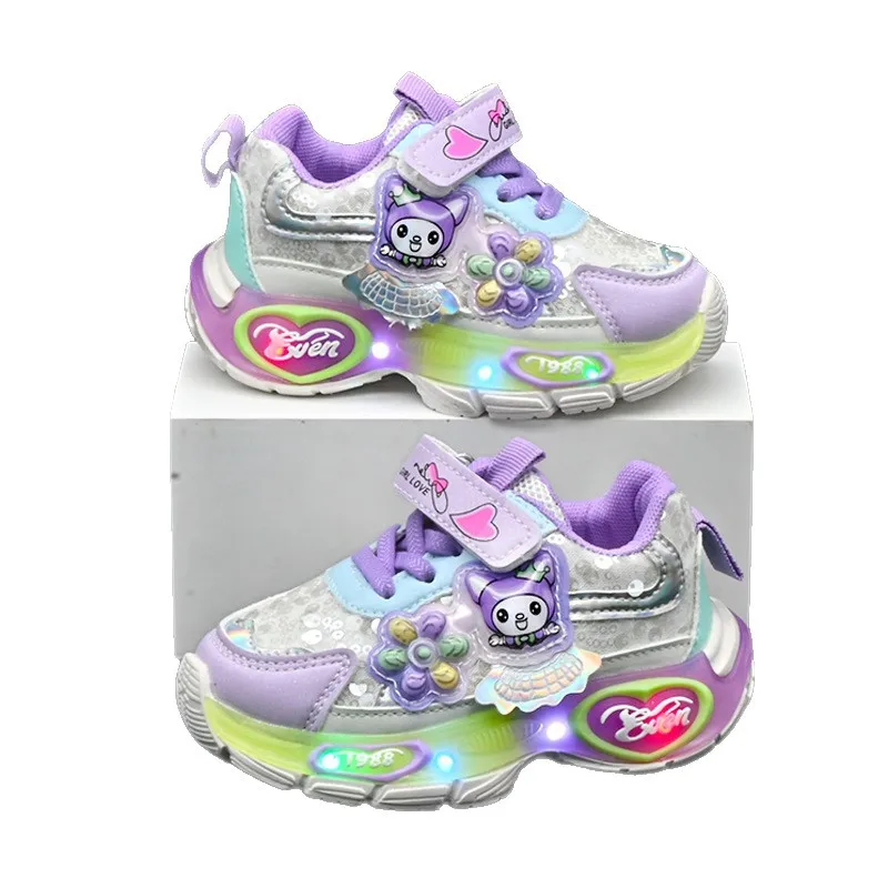 

Girls New Kuromi Waterproof Dad Shoes Sports Sneakers Princess Light-Up, Cute Seasonal Children's Footwear Collection