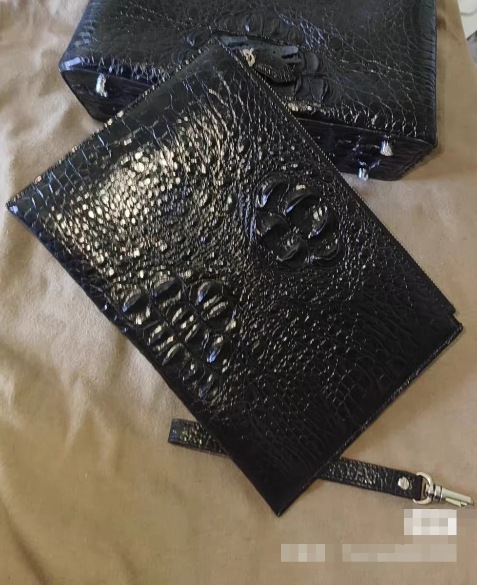 2026 New Business Crocodile Leather Men's Clutch Bag Fashion Genuine Leather Men Envelope Bag Large Capacity Clutch Bag 45