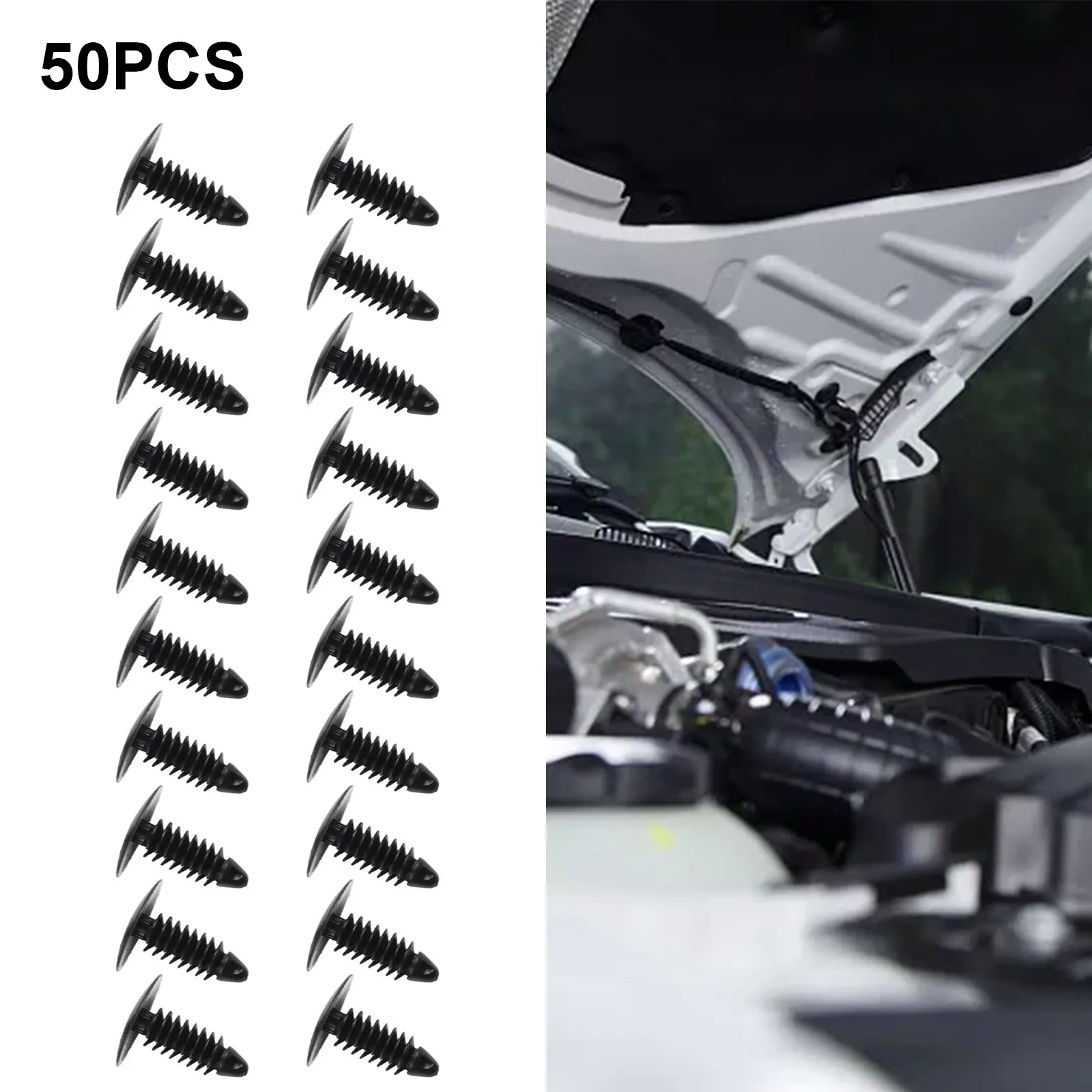 

50pcs Universal Plastic Rivet Fastener Clips 7.5mm-6.0mm Hole For Nissan For Honda Plastic Black Accessories For Vehicles