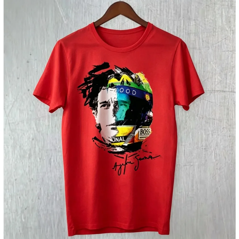 2026 New Ayrton Senna Helmet Element Portrait Graffiti Print Tshirt Racing Fans Unisex Short Sleeve Tee