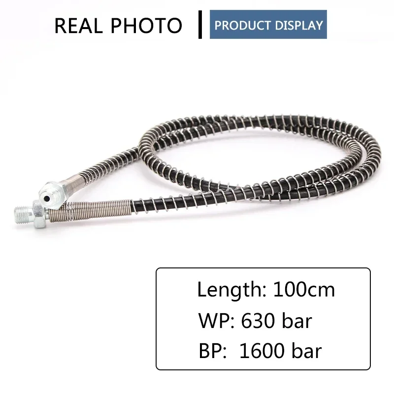 100cm High-Pressure Nylon Hose M10x1 Thread 40Mpa 400Bar 6000psi PCP Pneumatics Air Refilling with Spring Wrapped Air Pumps