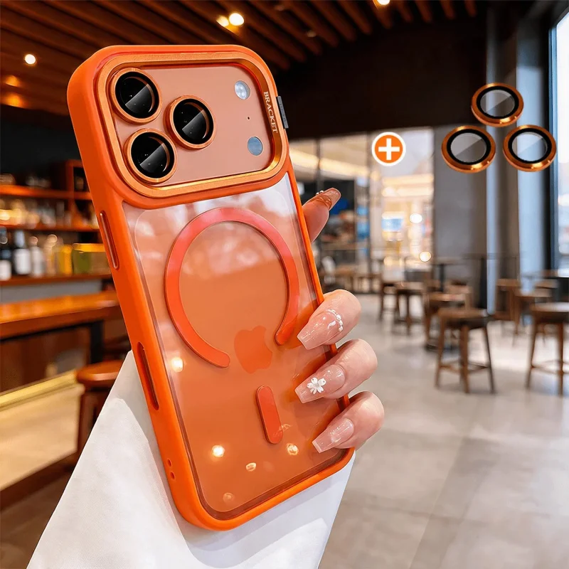 Luxuriöse Linsen-Metallhalterung Transparente Magnetische Hülle für iPhone 18 17 16 15 14 13 Pro Max für Magsafe Stoßfeste Klare Rückabdeckung – Detail 11