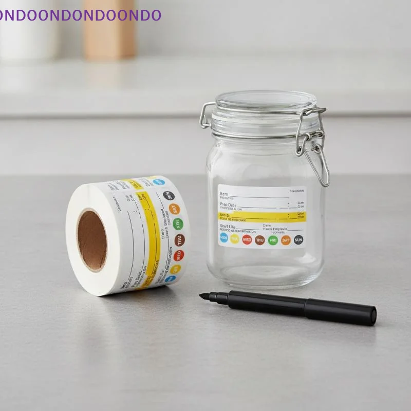 Meal Prep Food Date Labels 250Pcs/Roll Waterproof Oil Resistant Stickers for Kitchen Food Storage Containers
