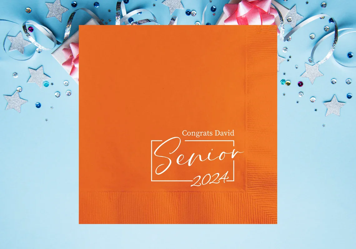 Senior Class of 2024 Personalized Napkins, Custom Graduation Cocktail Paper Printable Napkins, Graduation Party, Congrats Grad,