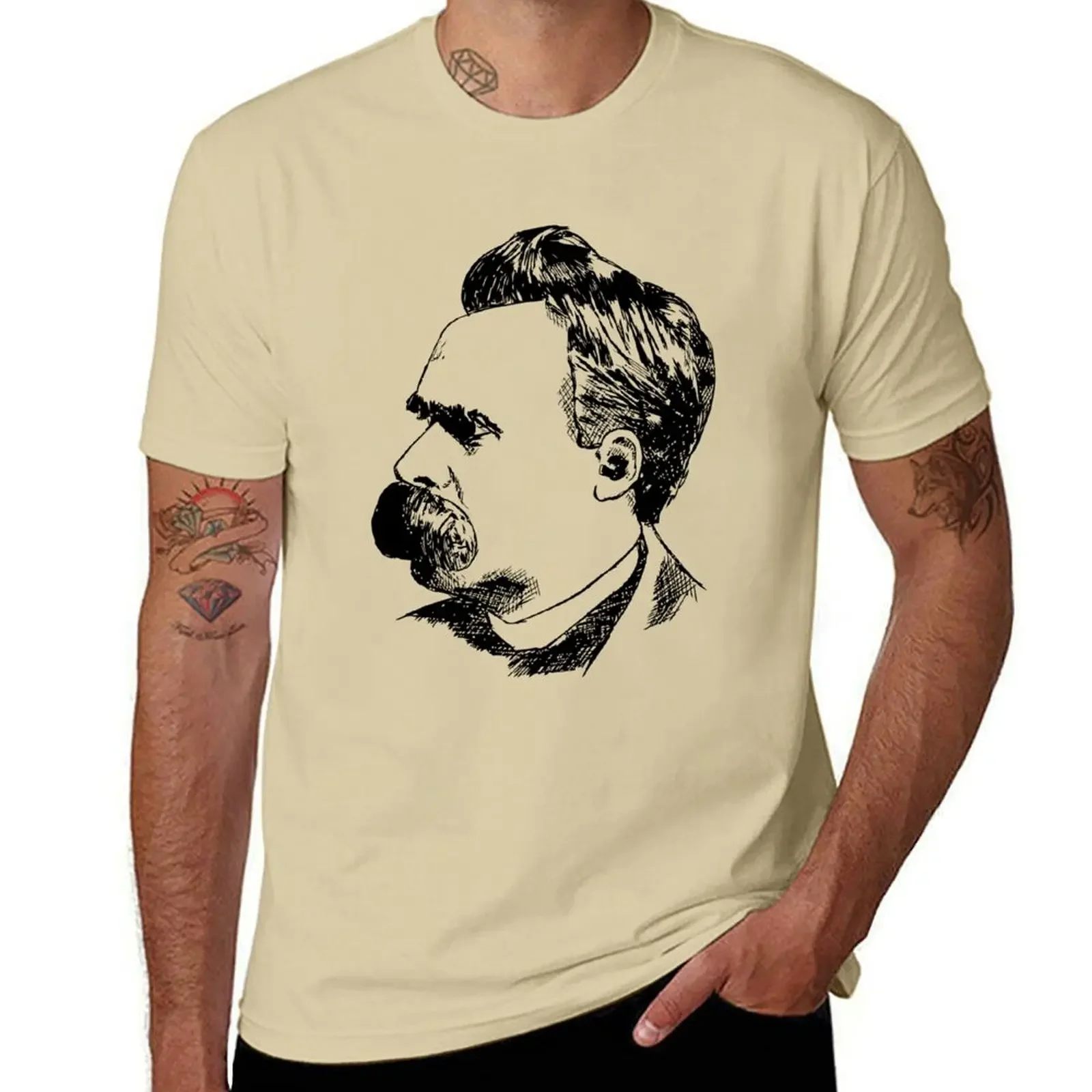 Short sleeve tee Aesthetic clothing designer t shirt men clothing oversized Friedrich Nietzsche T-Shirt vintage kawaii clothes