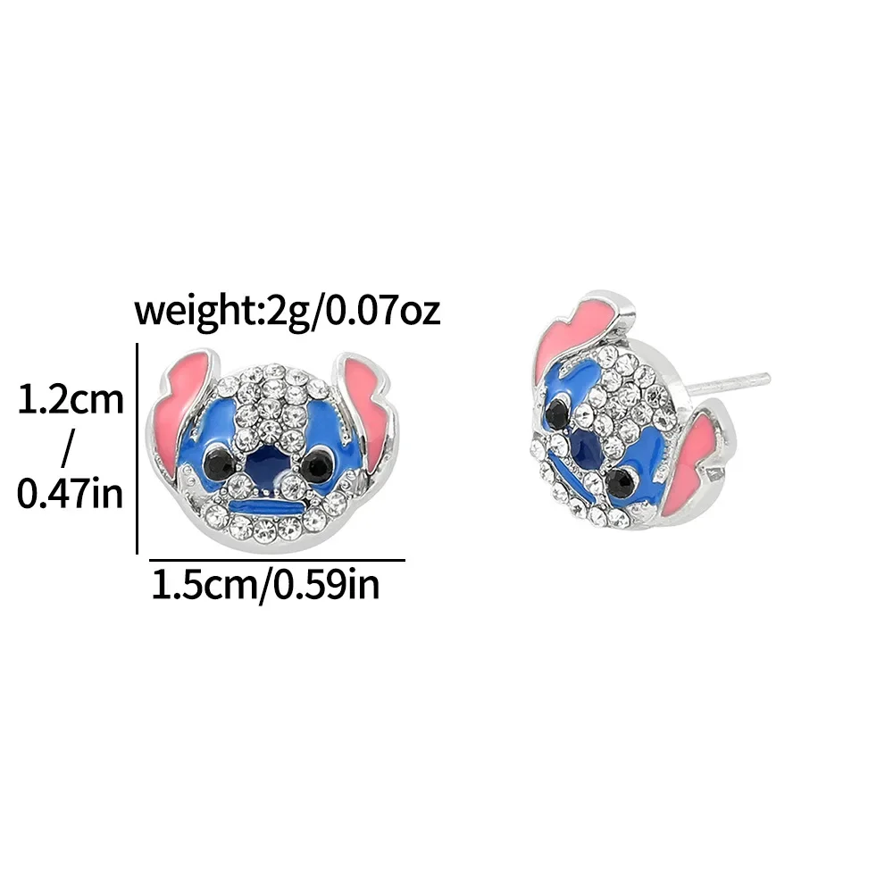 Disney Stitch Earrings Moissanite for Girls Cute Stitch Jewelry Funny Earring Accessories Women Christmas Decoration