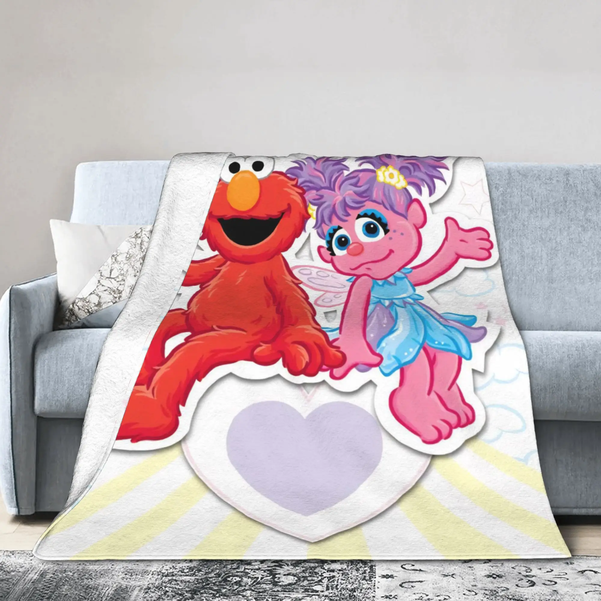Sesames Streets Blanket Elmo Abby Wool Funny Breathable Throw Blanket for Home Spring Autumn,