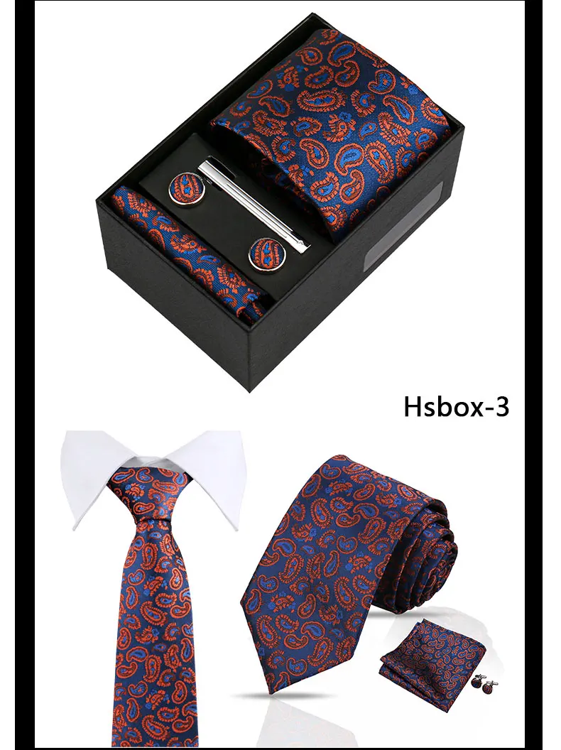 Modische Krawatten für Herren, Paisley-Krawatte, Geschenkbox-Set, originelle Geschenke für Herren, hochwertige Krawatte, Business-, Hochzeits- und Anzug-Accessoires – Detail 7