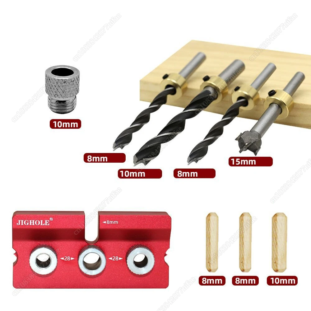 Adjustable Pocket Hole Jig Doweling Jig Kit 3 In 1 Drilling Guide Hole Locator Puncher for Furniture Connecting Woodworking Tool