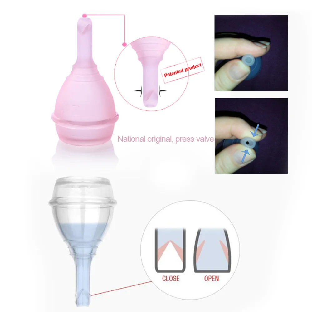 Medical Silicone Menstrual Cup With Drain Valves Menstrual Collector Super Soft Feminine Hygiene Period Cup Anti-side Leakage