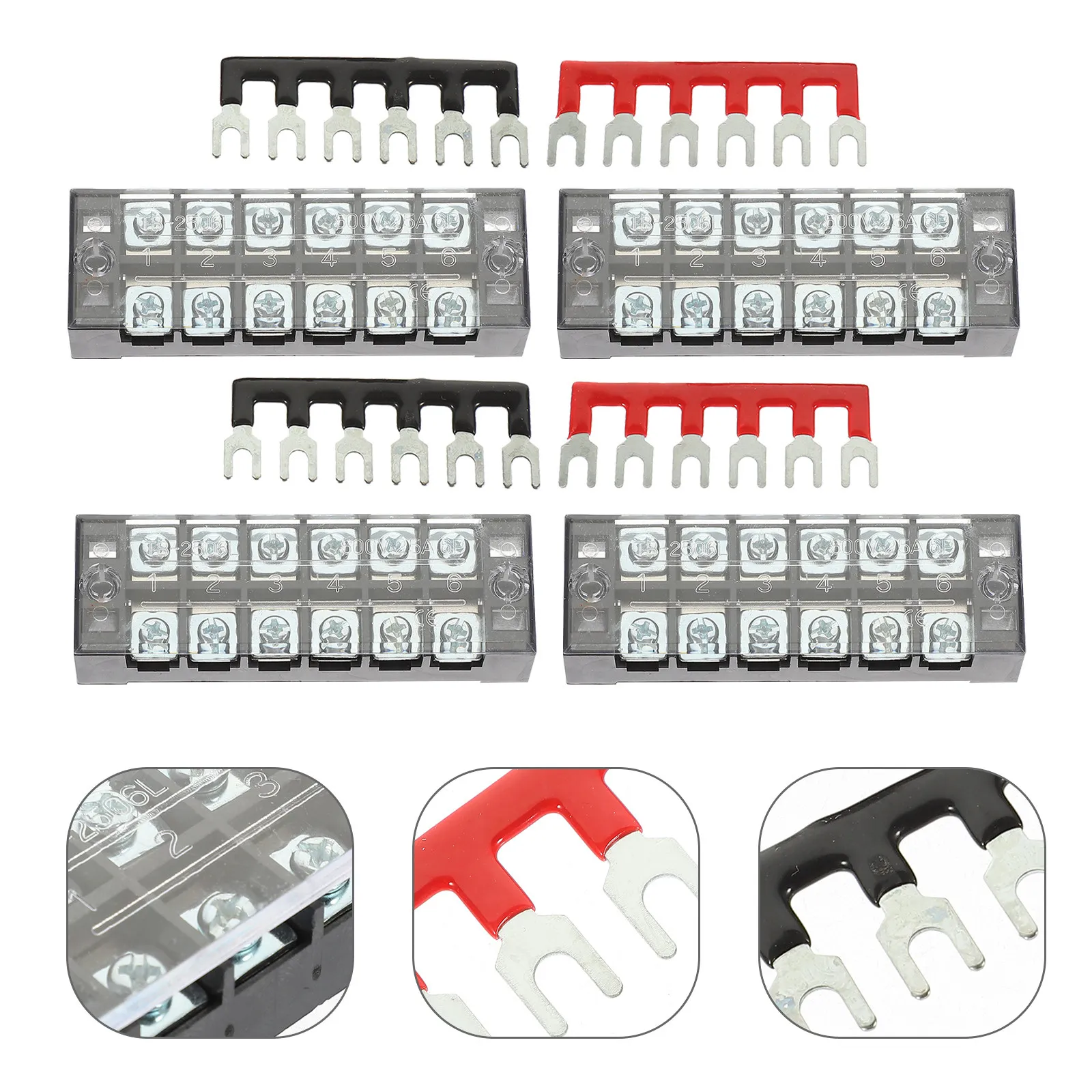 1Set Power Connector Terminal Block 25A Dual Row Pre-Insulated Terminal Barrier Strip Distribution Block for Electrical Wiring