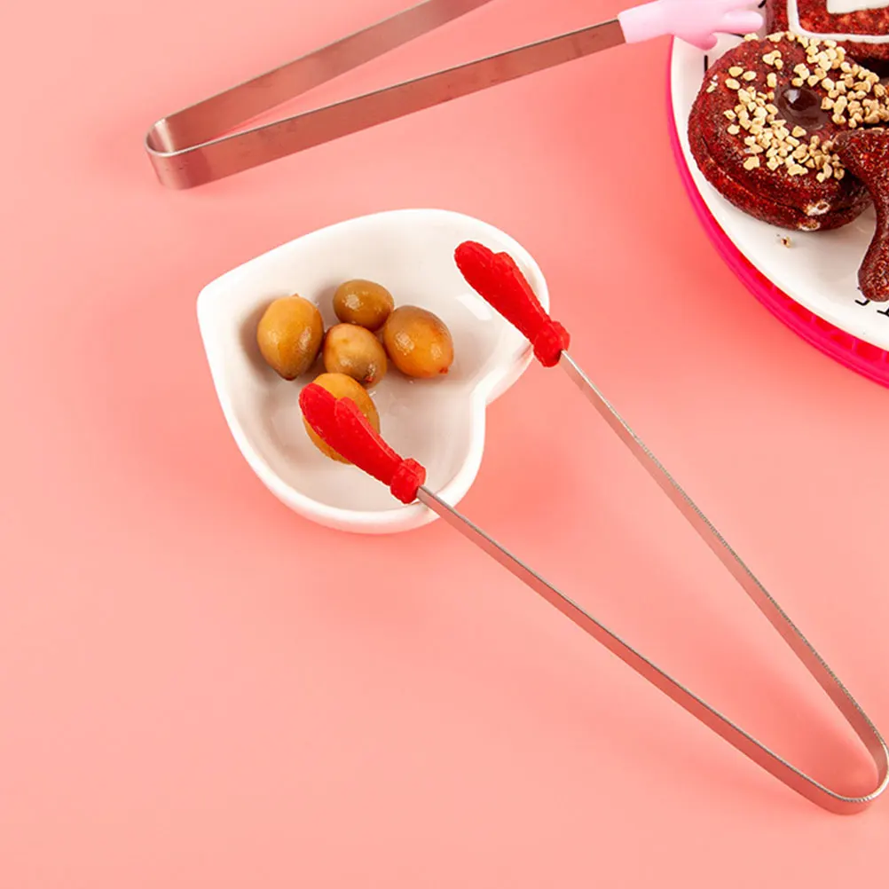 Mini pinzas de cocina de silicona, pinzas de acero inoxidable para alimentos, azúcar, cubitos de hielo, herramientas para servir pan, Catering para fiestas, 3 uds.
