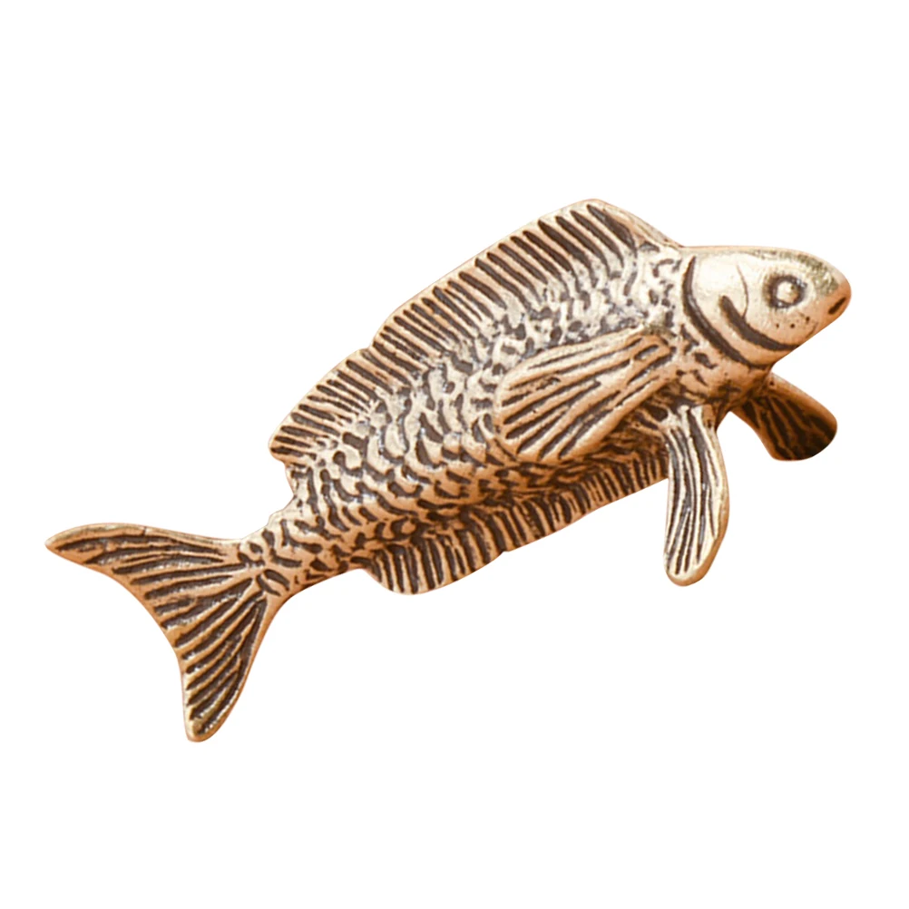 

Brass Fish Desktop Decoration Small Animal Statue Fine Craftsmanship Indoor Tabletop Decor Home Office Ornament