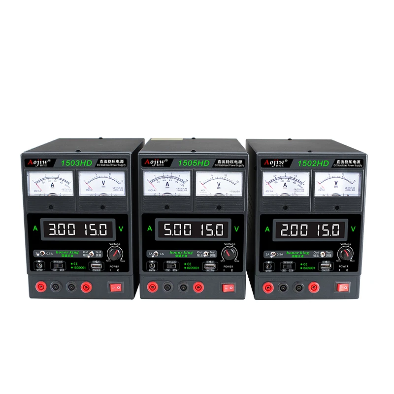 AojiW 1503HD/1505HD 110v/220v adjustable DC regulated power supply 2A/3A/5A mobile phone repair power meter