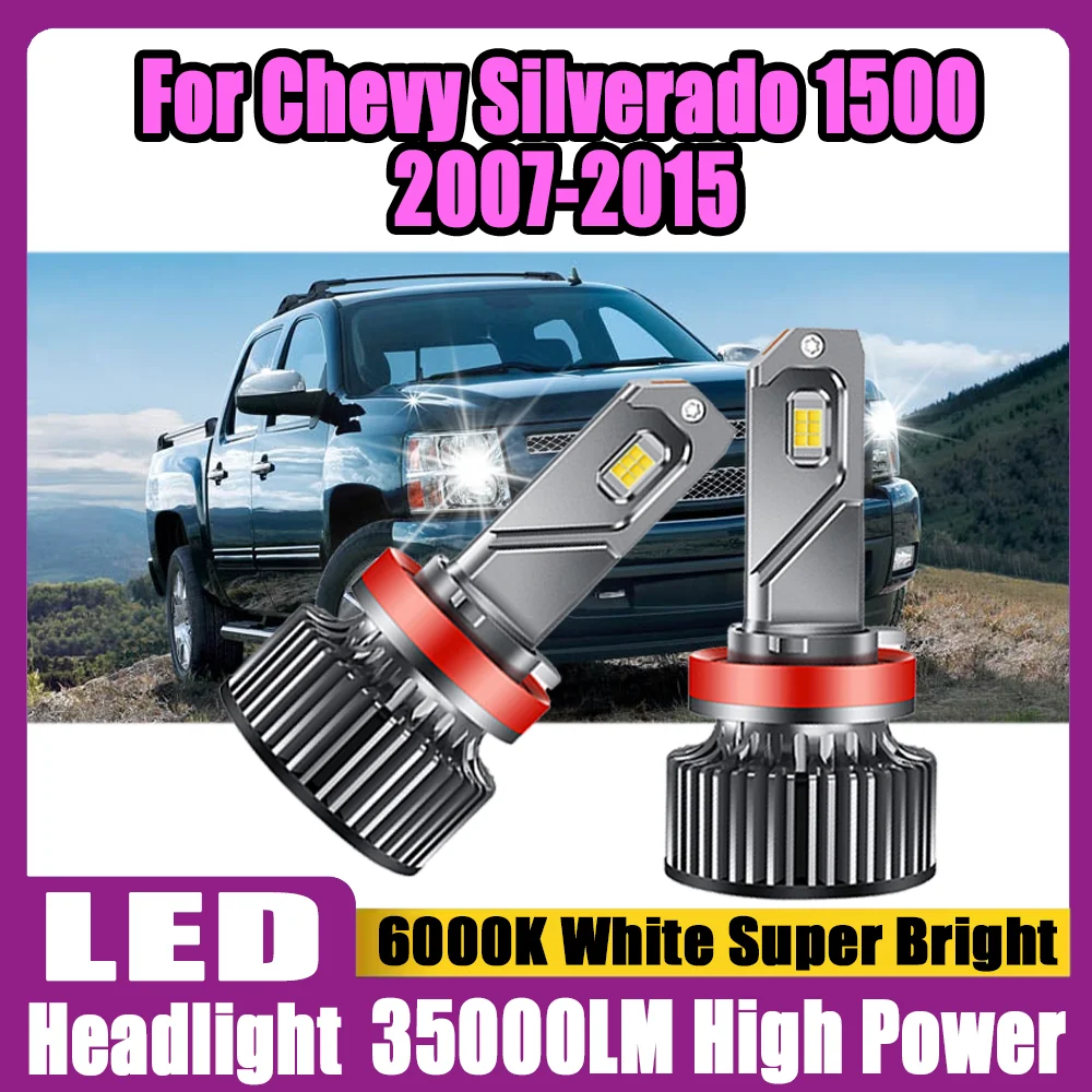 

2X Canbus без ошибок H11 H8 H9 LED-фары 35000LM, автомобильные турбо-лампы, светодиодные фары 6000K белого света для Chevy Silverado 1500 2007-2015