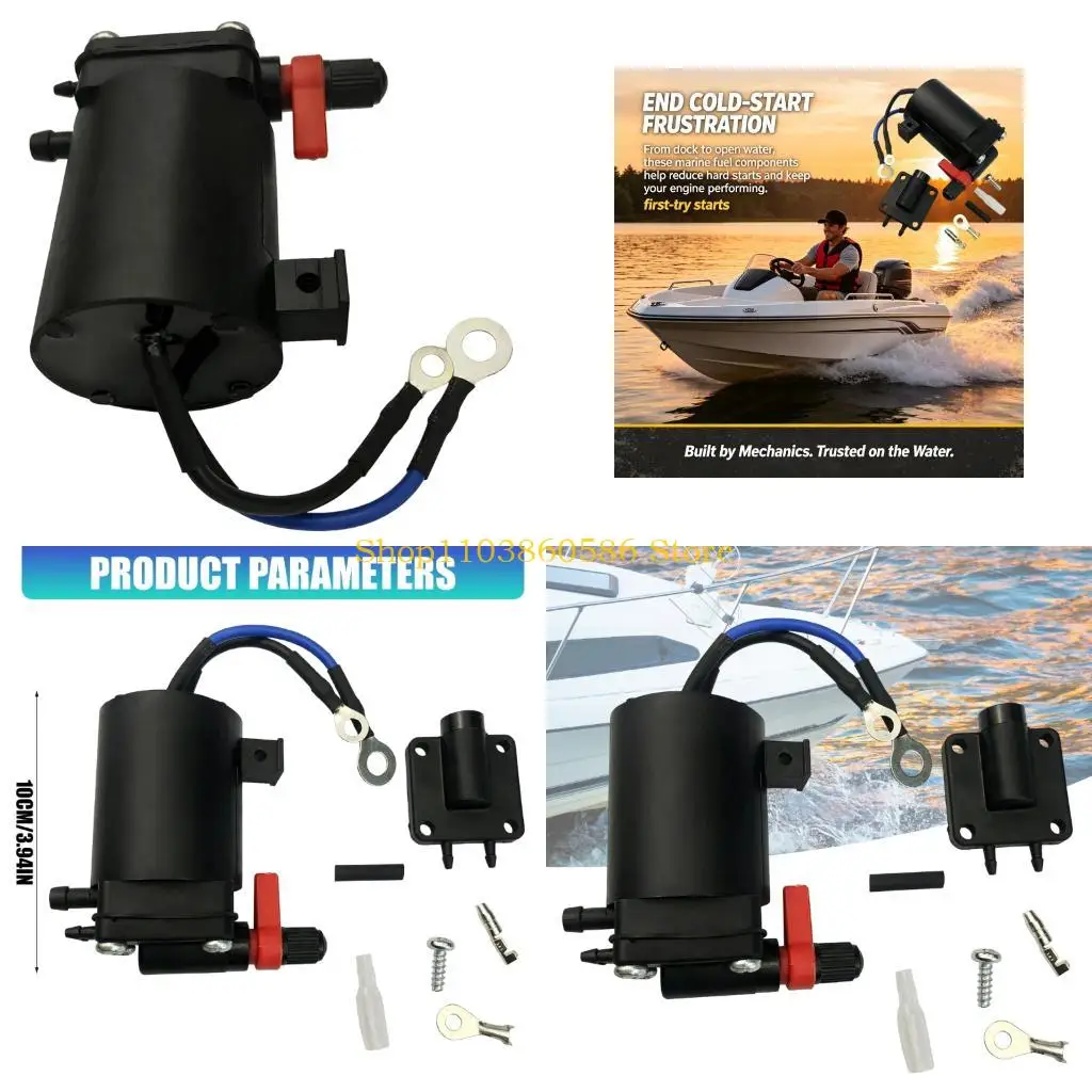 242a-船外チョークソレノイドサービスキット-12v-マリンコールドスタート燃料供給交換、手動バックアップレバー、リード端子付き