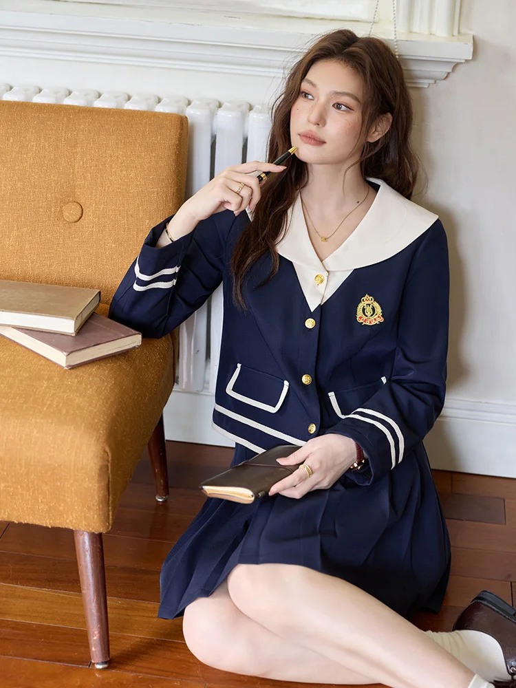 

plus Size Women's Spring Set College Sle Pleated Slimming Top Skirt Ensemble Faionable Commute Autumn Long Sve Casual