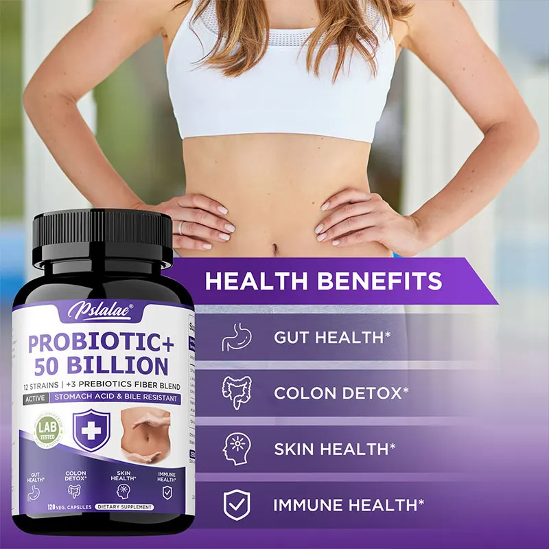 Probiótico de 50 mil millones: probióticos para hombres y mujeres para promover la salud intestinal y digestiva, aliviar el hinchazón y mejorar la inmunidad