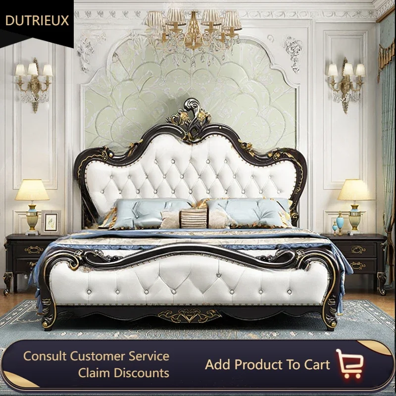 

Princess Pretty Double Bed Simple Storage Leather Luxury Queen Bed Comferter Wood Italian Cama Matrimonial Bedroom Furniture