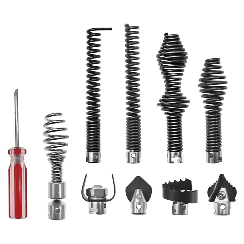 

【РАЖДЕСТВА】Набор насадок для прочистки канализации для моделей RIDGID K-400, C-4, C-6, C-7, C-8, C-9 - подходит для труб 5/8 дюйма (16 мм), усиленный, для тяжелых условий эксплуатации