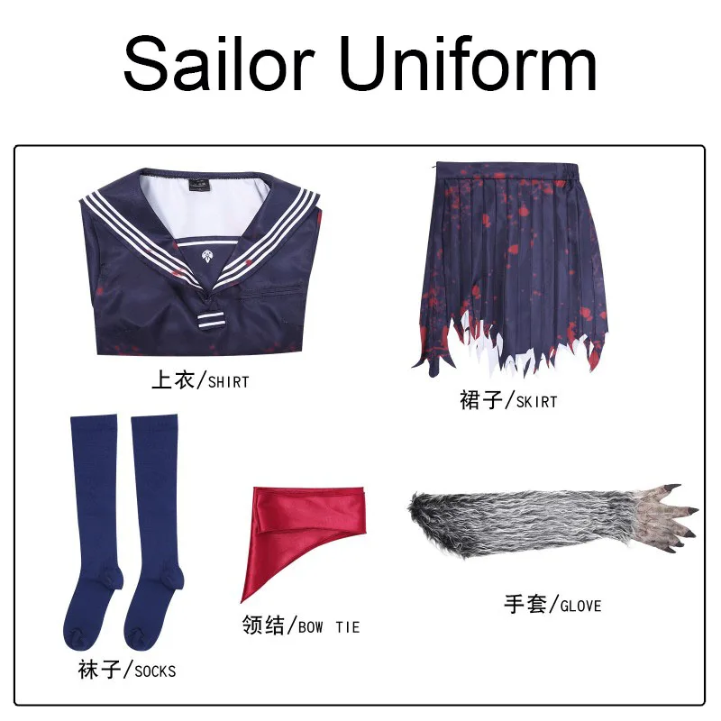 أزياء الهالوين Shimizu Hinako لعام 2026 والشعر المستعار الصامت هيل f زي البحارة الرئيسي للسيدات فستان Fox Hinako التالف JK الموحد