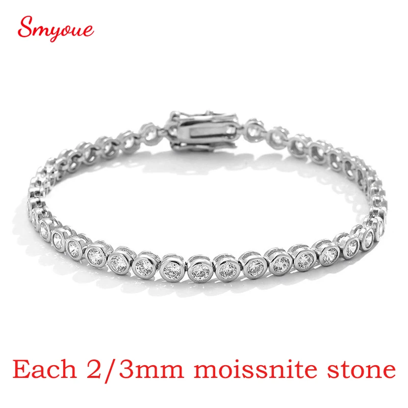 smyoue moissanite pulseira de tenis para homens e mulheres diamante completo qualidade luxo joalheria fina s925 sterling silver certificado mm mm 01