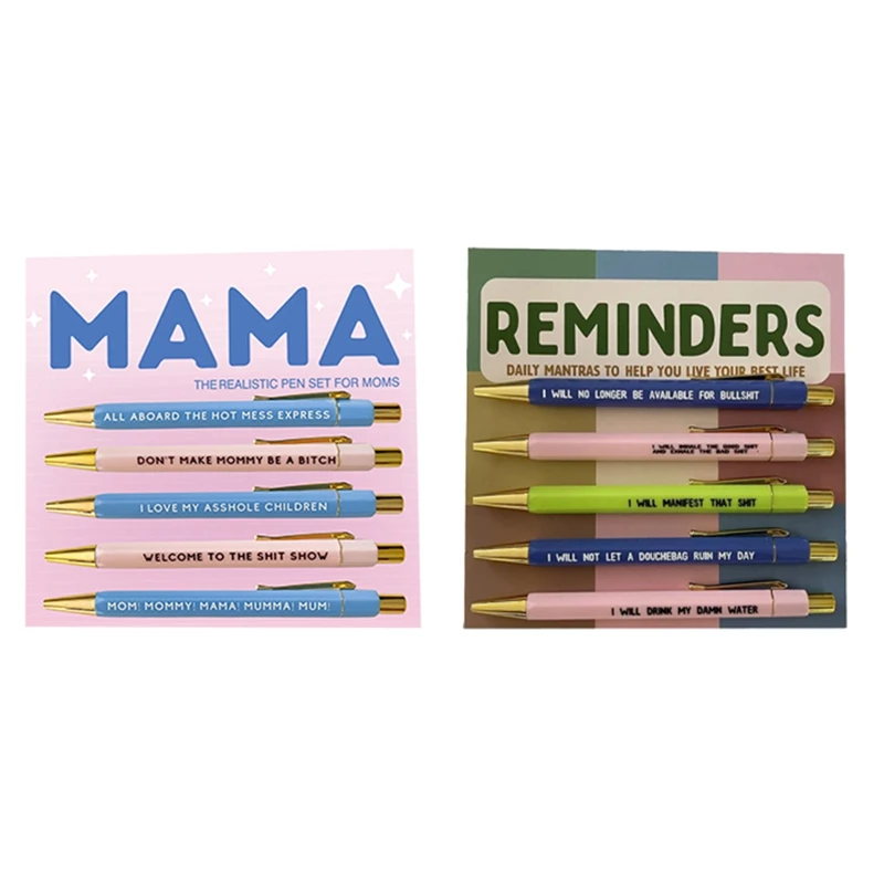 

Reminder Daily Mantra Pens MAMA Pens Funny Weekly Pens Fine Point Smooth Writing Pens 2Set