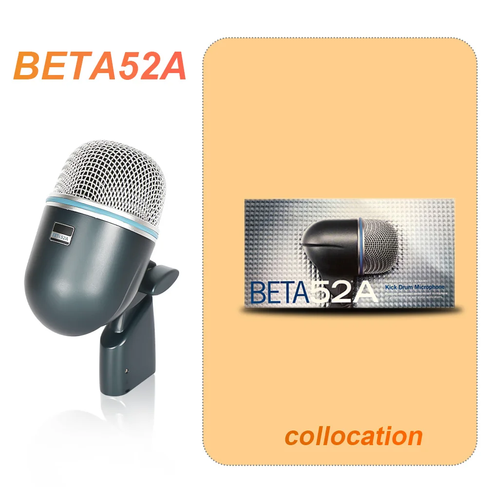 BETA52A Metal Drum Microphone Instrument Kick Drum Bass Mic56A 57A Dynamic Drum Snare Kick Mic，Kick-out