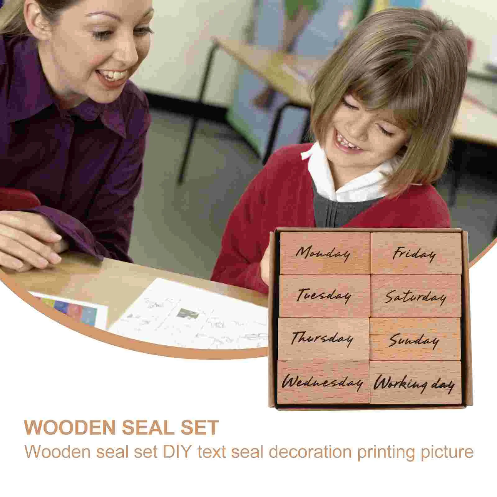 Wooden Stamp Set Scrapbook Seal DIY Stamps Rubber Numerals Bride