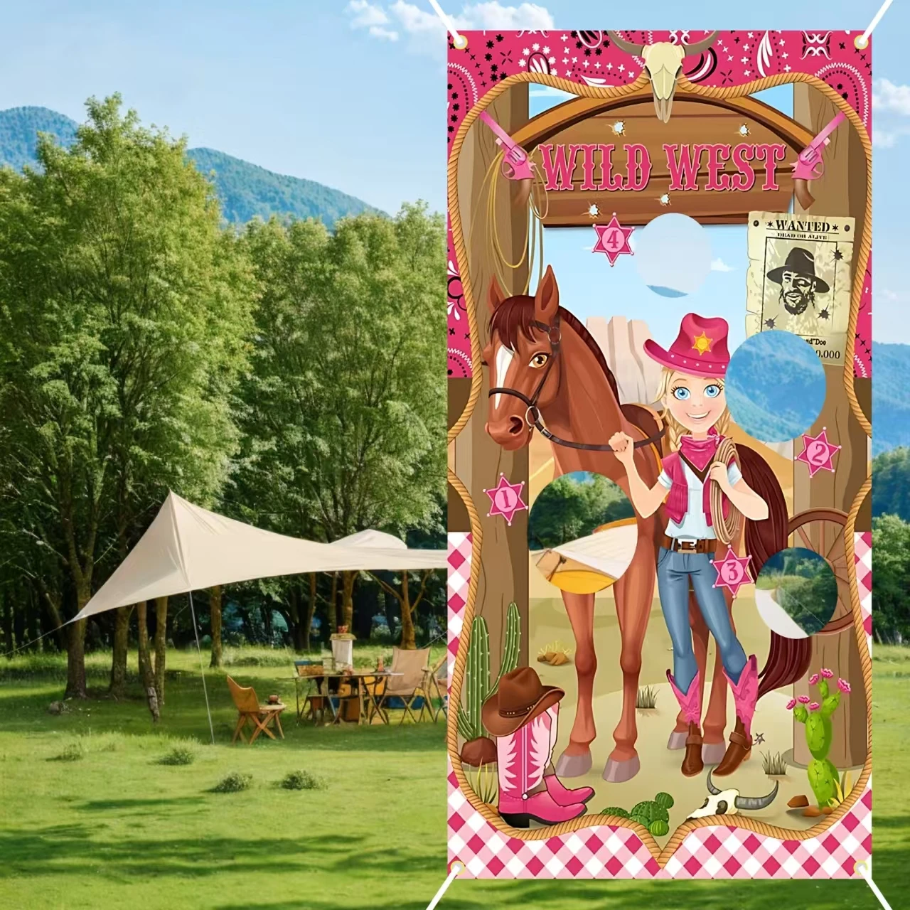 Cowgirl Toss Game, Western Cowgirl Cowboy Game Backdrop Pink, Wild West Last Rodeo Cowgirl Birthday Bachelorette Party