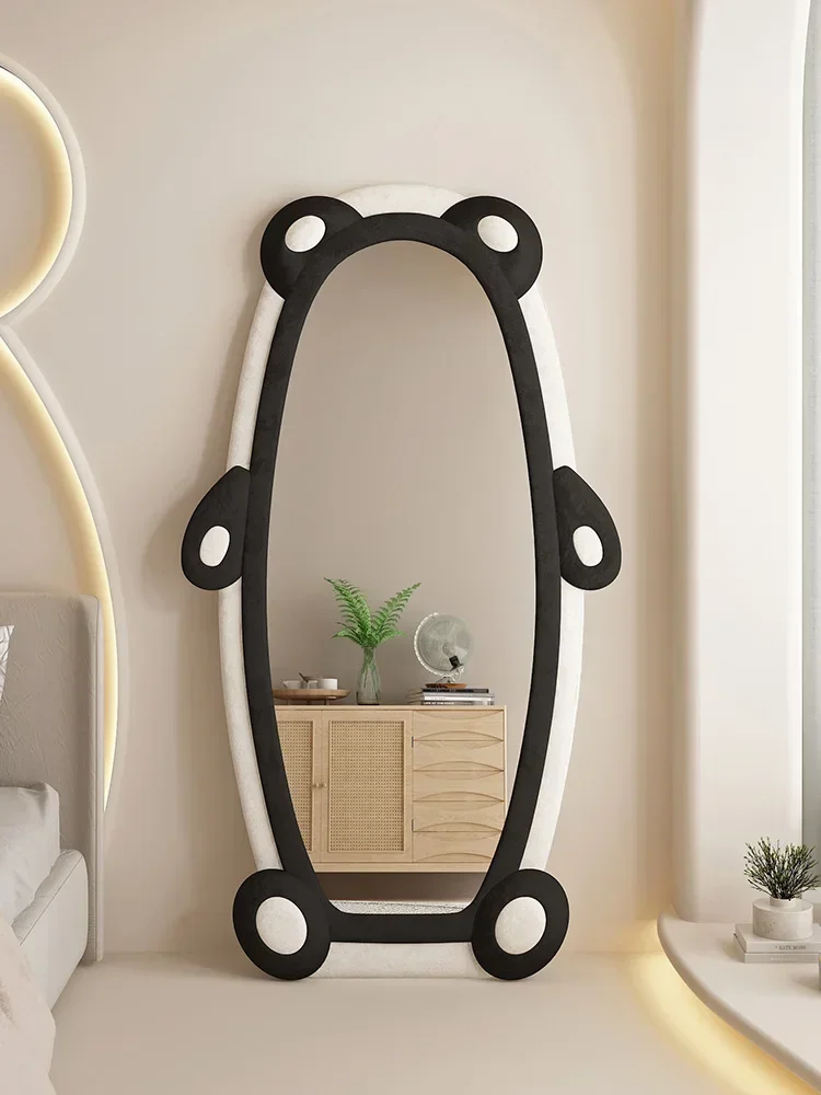 Online celebrity cream ins style full body mirror, floor mounted , household bedroom , dressing , shaped panda