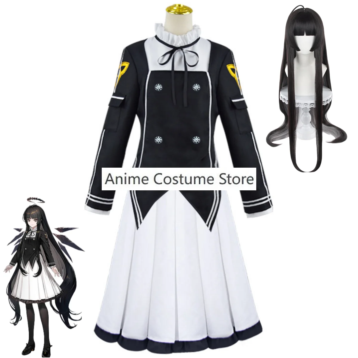 Anime Arknights Arturia Cosplay Costume Virtuosa Game White Dress Black Tops Uniform Wig Woman Sexy Carnival Halloween Suit