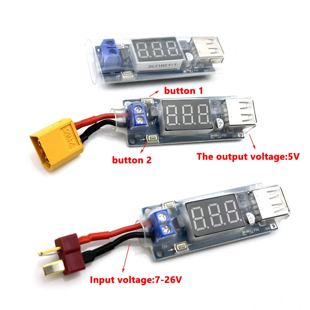 1 szt. Przetwornica DC w XT60 XT30 T wtyczka JST 5.5*2.1 5.5*2.5 9V 12V 24V 40V do 5V USB obniżanie mocy moduł zasilający 5V