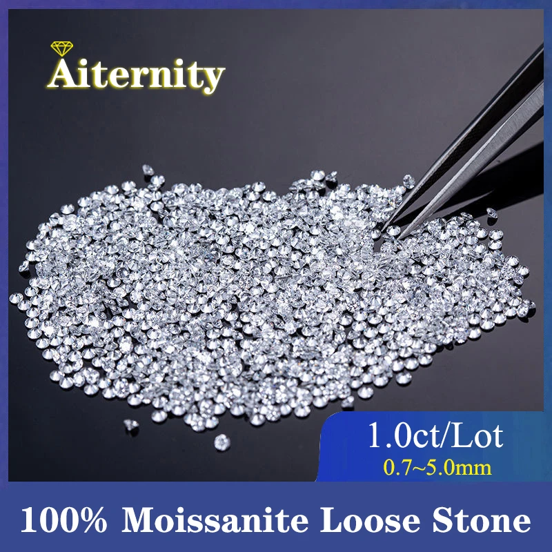 100% Genuine 1.0ct Wholesale Size Price 1.0~3.75mm D Color Round Cut Lab Grown Loose Moissanites Stone Test Positive