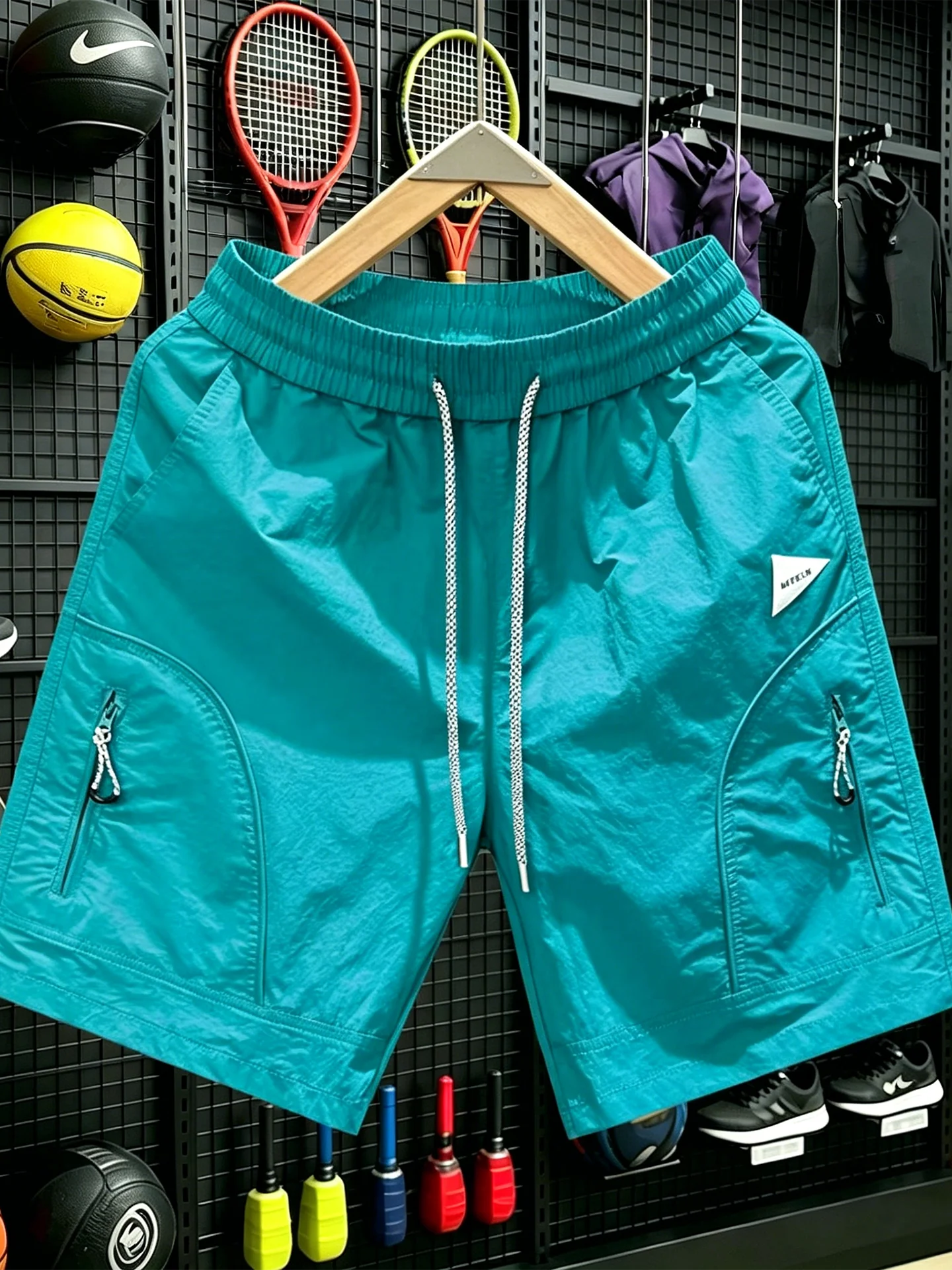 Dopamine Lake Blue Quick Dry Shorts Men's Summer Thin Outdoor Functional Workwear Five-Quarter Running Sport Pants