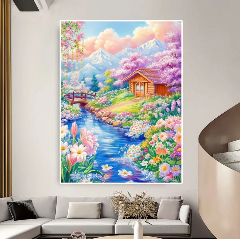

9ct 70x90 см весенний коттедж вышивка DIY наборы с принтом в китайском стиле вышивка крестиком рукоделие домашний декор ремесла