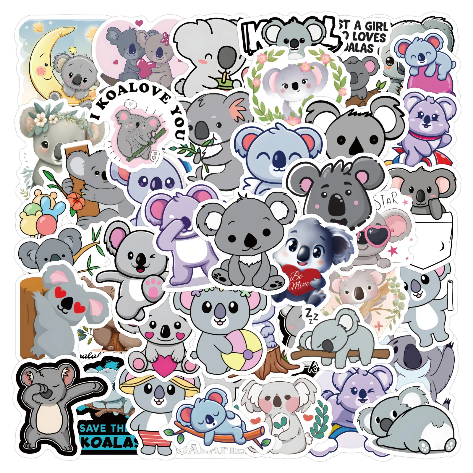 

60PCS Cartoon Cute Koala Animal Graffiti Stickers Fun Creative Decoration Water Cup Stationery Box Scrapbook Notebook Decal Toy