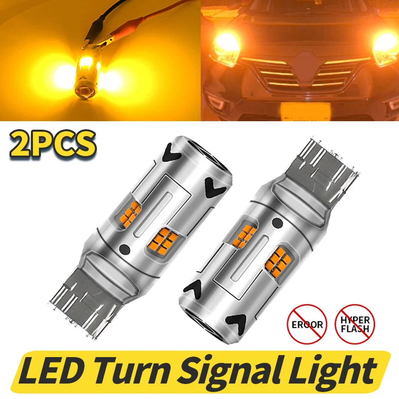 

2pcs 1156 BA15S P21W BAU15S PY21W T20 7443 W21/5W LED Bulbs 24smd Led CanBus Lamp Yellow For Turn Signal Light Car Accessories