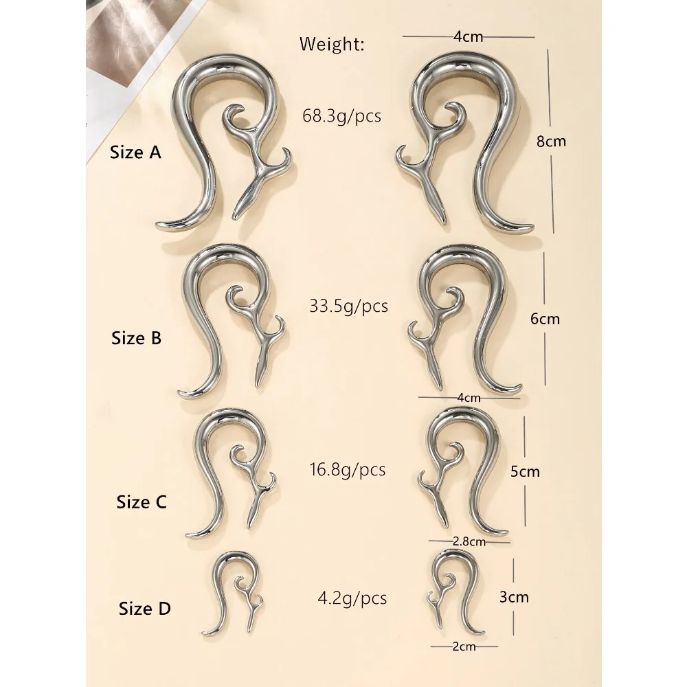 2pc Stainless Steel Integrated Shaped Ear Heavy Hand Polished Ear Hanging Ear Expanded Solid Auricle Jewelry