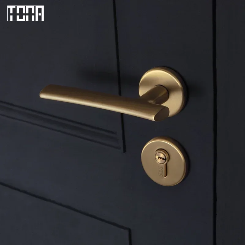 

TONA Branches Pure Copper Interior Door Lock Bedroom Handle Wooden Door Mute Gate Lock Door Hardware Silent Lock for Home