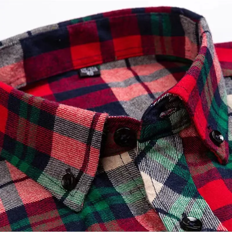 Plus Size 8XL 7XL Men\'s Plaid Shirts New Autumn Casual Long Sleeved Checked Fashion Slim Fit 100% Cotton Soft Male Flannel Shirt