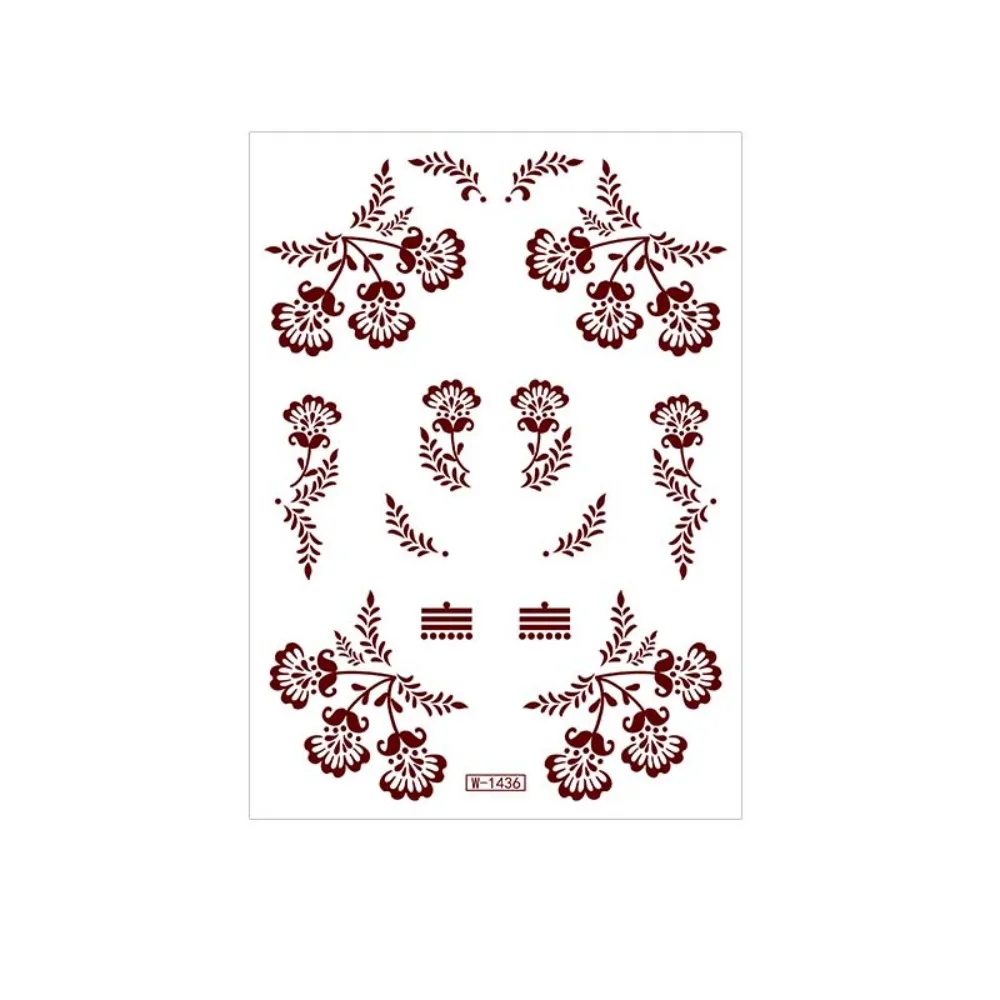 

Red Mehndi Stickers Henna Tattoo Stickers Legs Arm Wedding Tool Temporary Tattoo India Flower Waterproof Body Art Sticker Girls